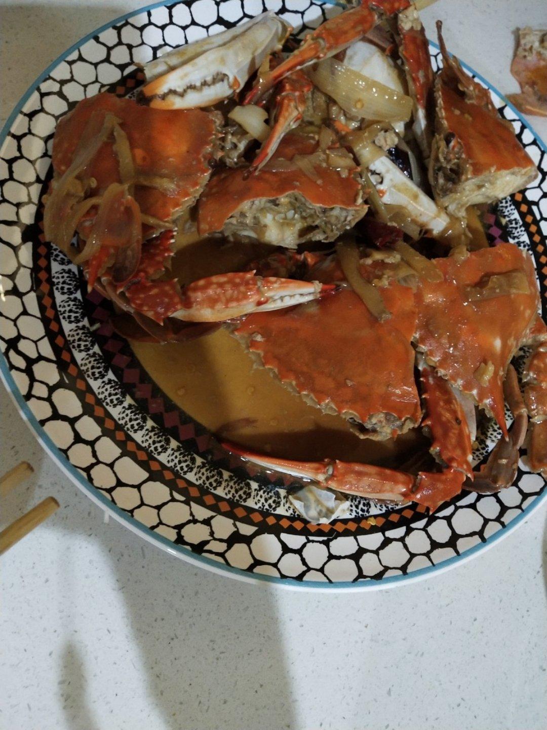 姜葱炒花蟹
