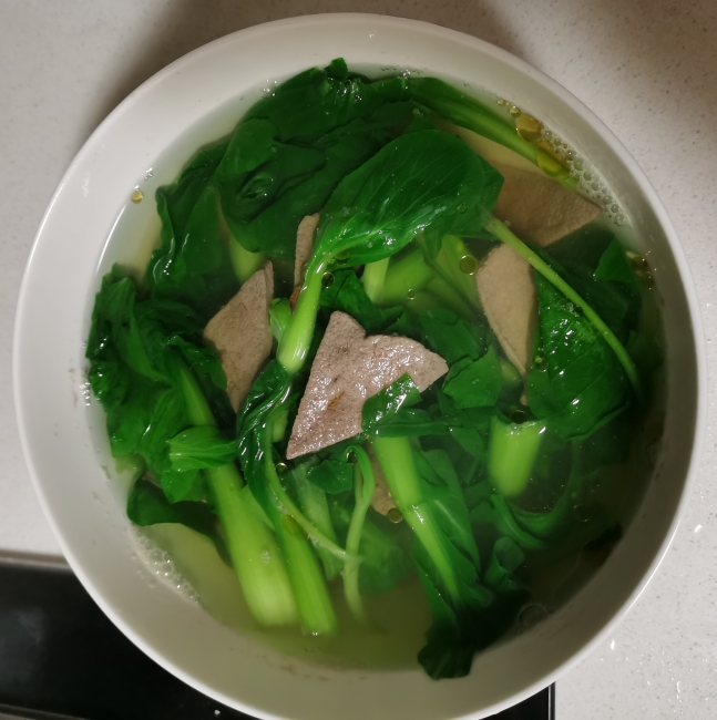 猪肝小青菜汤