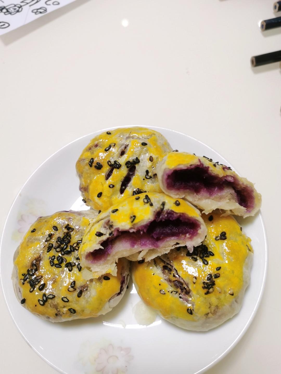 ✨无需揉面❗️咬一口酥到掉渣的紫薯饼