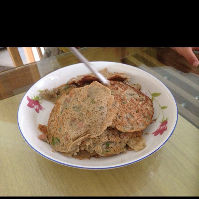 黑豆浆+葱花豆渣饼