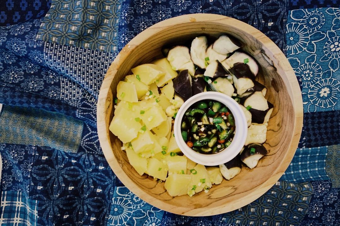 凉拌茄子土豆（饭菜一锅出）