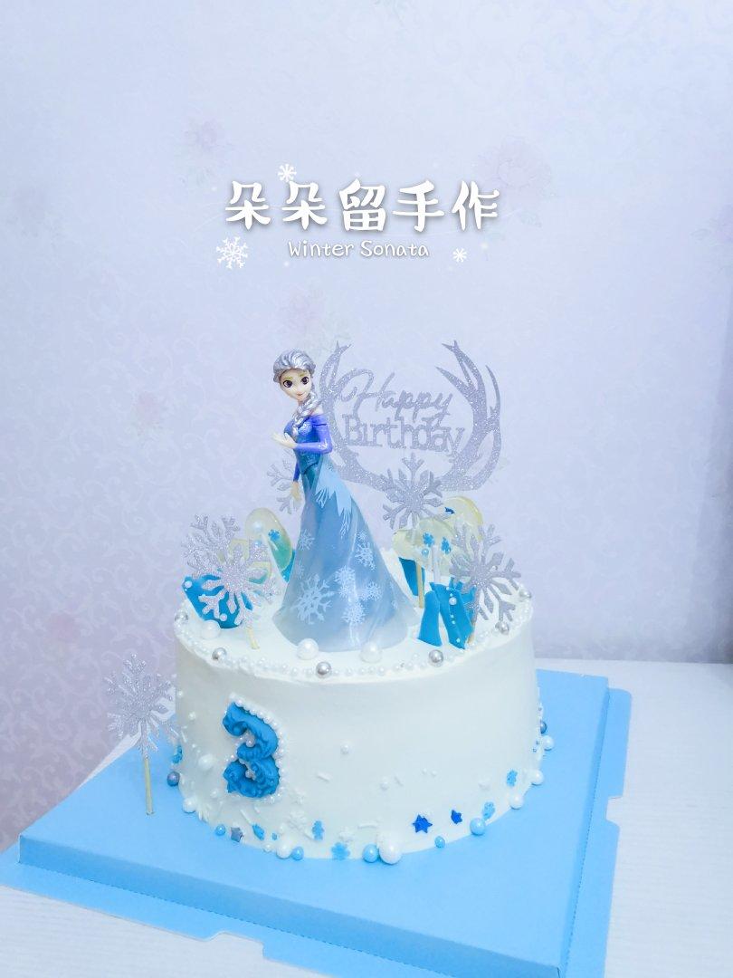 冰雪奇缘主题双层蛋糕--Frozen艾莎