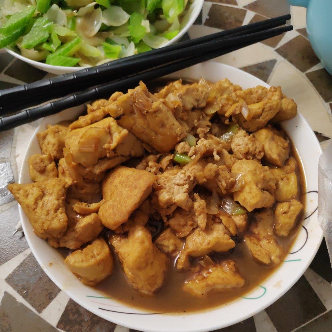 葱烧豆腐