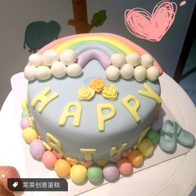 彩虹杯子蛋糕~第一个翻糖蛋糕~