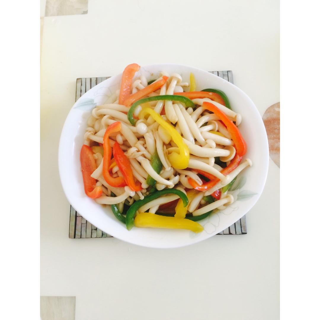 蚝油彩椒白玉菇