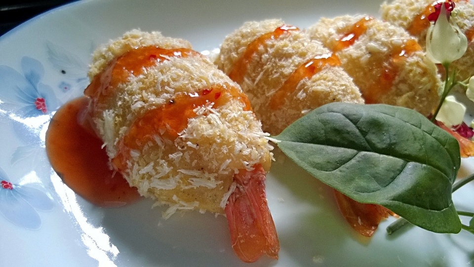 土豆泥鲜虾球
