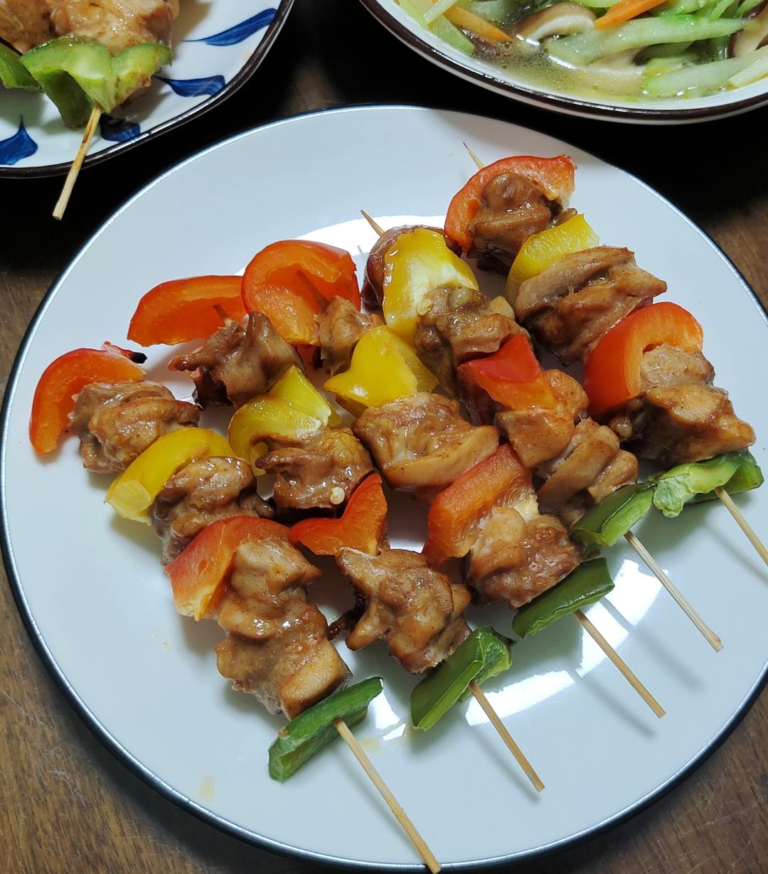 不用一滴油 💥完爆烧烤店的彩椒鸡肉串‼️