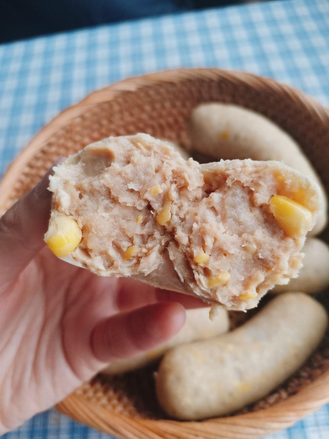 自制无添加猪肉玉米肠