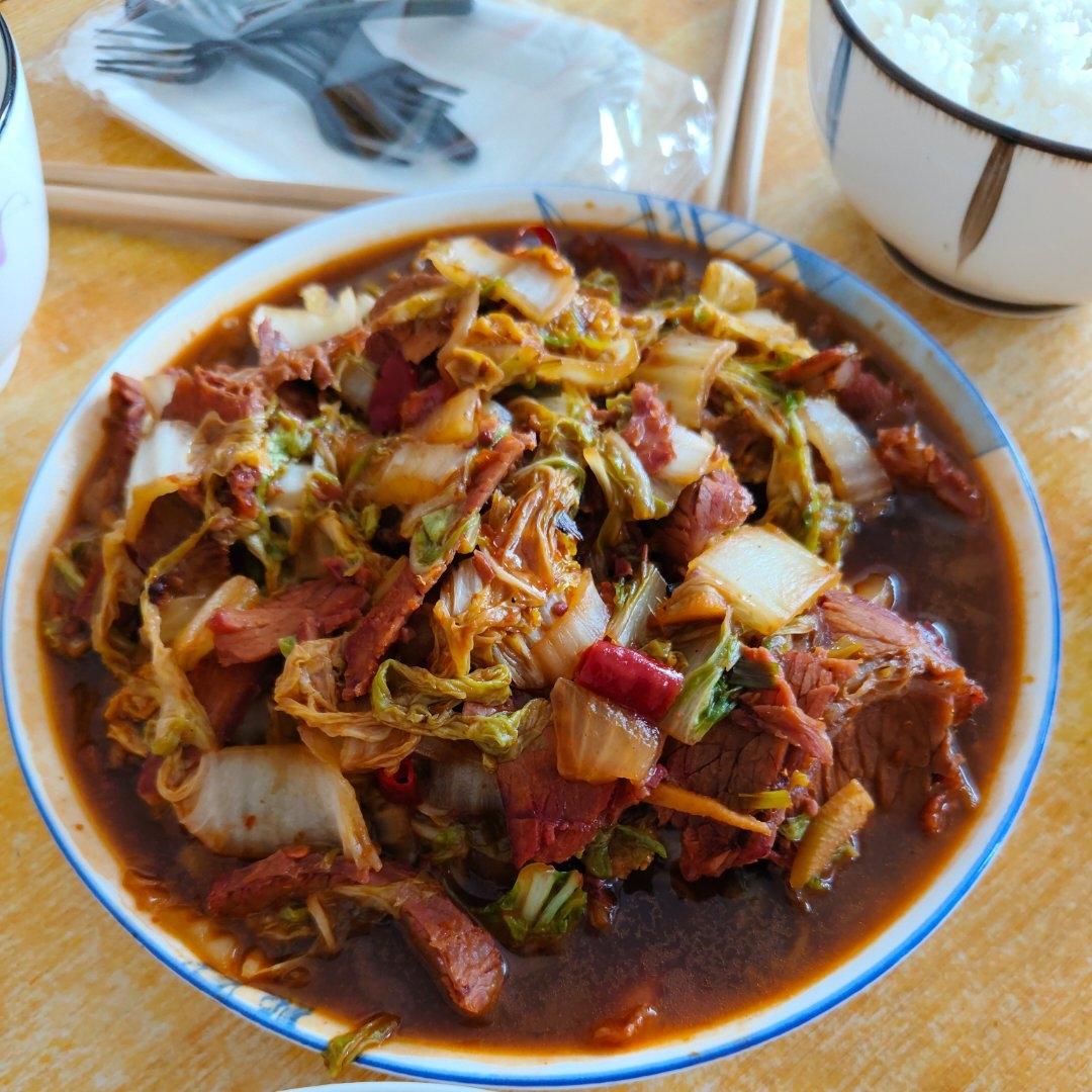 熟牛肉炒大白菜