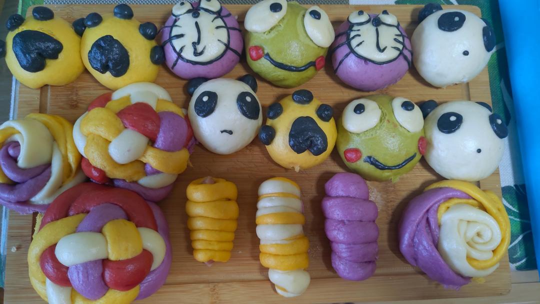 南瓜紫薯花样馒头