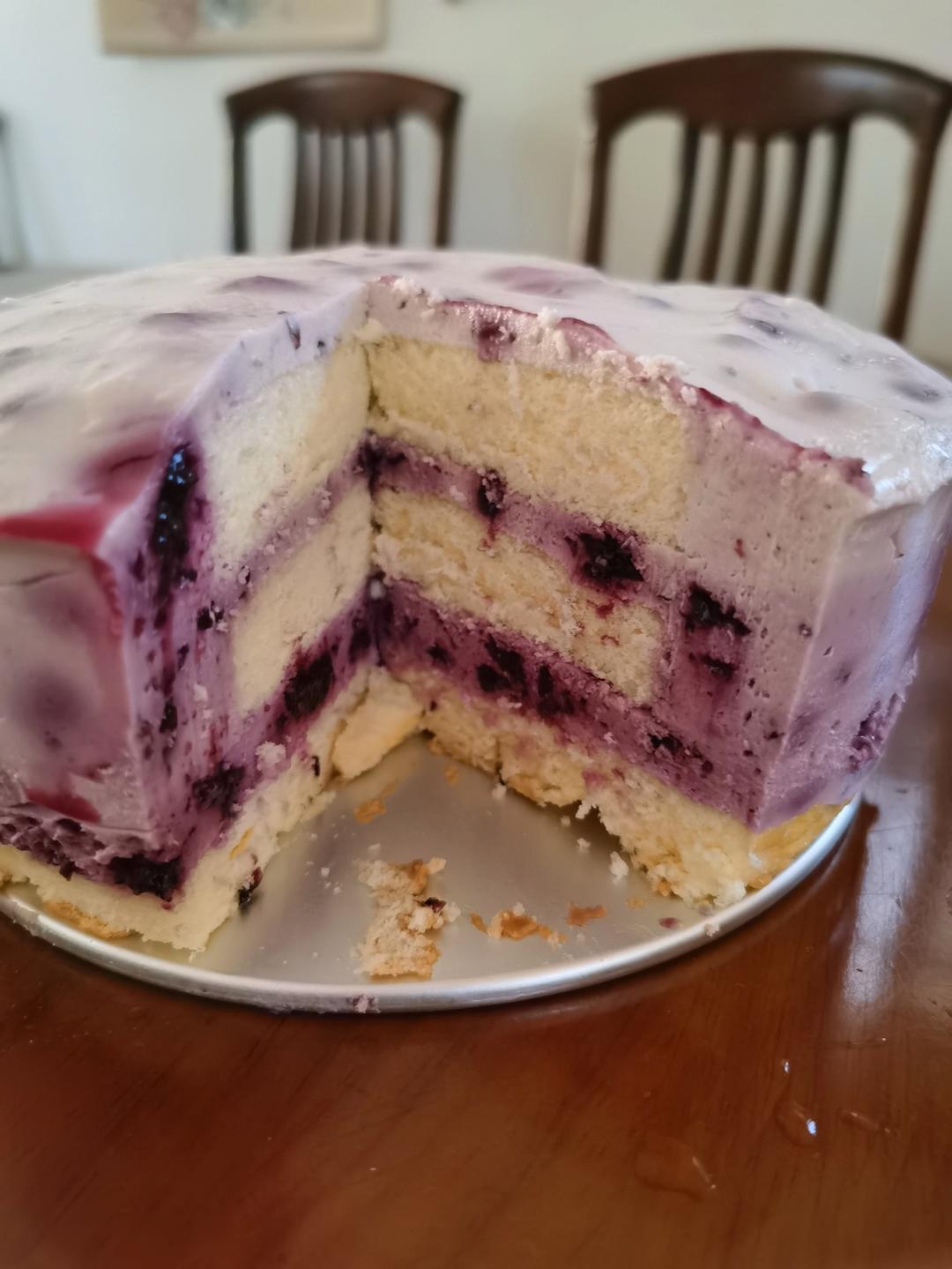 蓝莓轻乳酪渐变慕斯（八寸戚风蛋糕）🍰