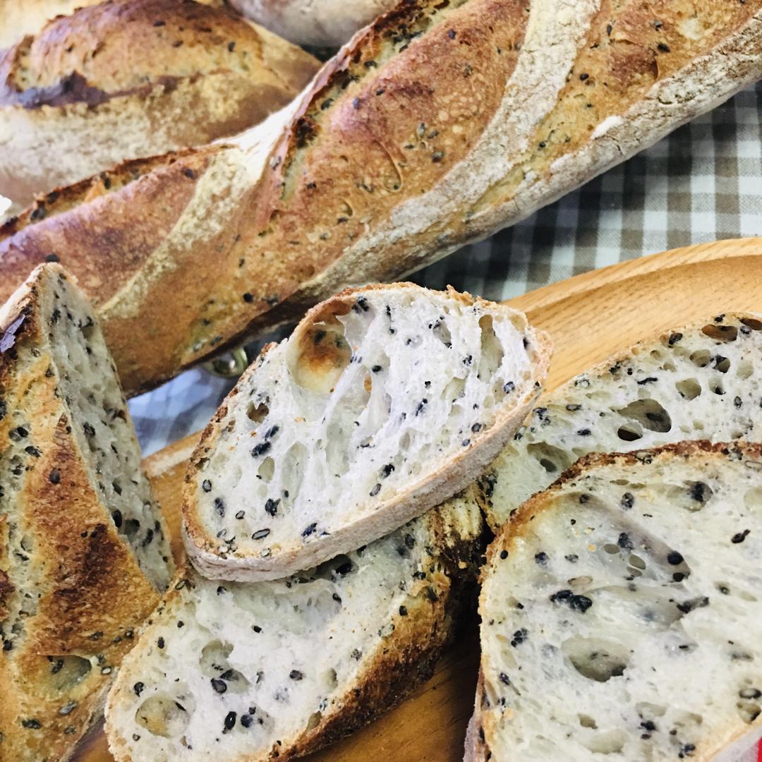 法式黑芝麻乡村面包