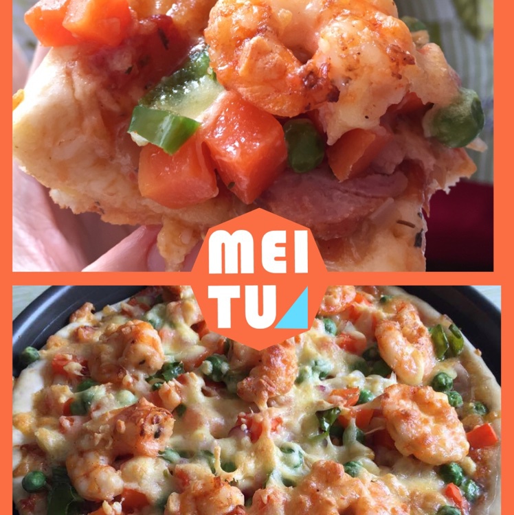 厚底鲜虾培根披萨