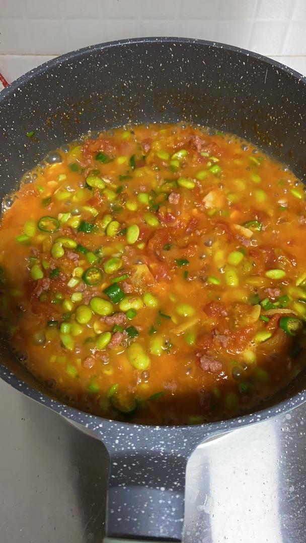 肉末番茄烧毛豆