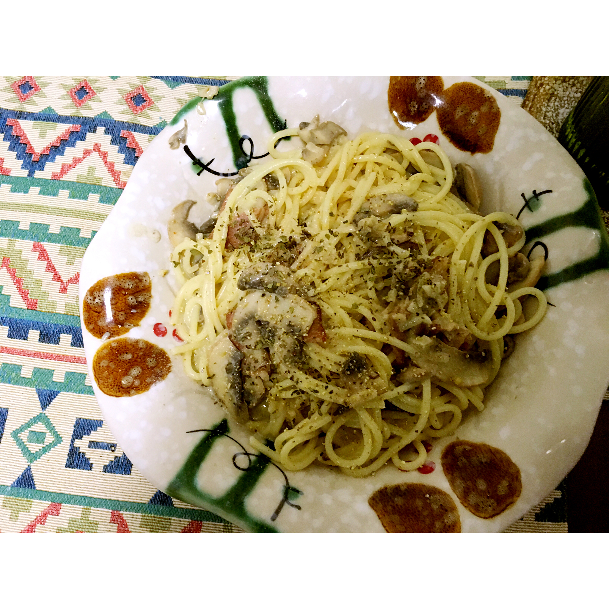 白蘑菇奶油培根意面