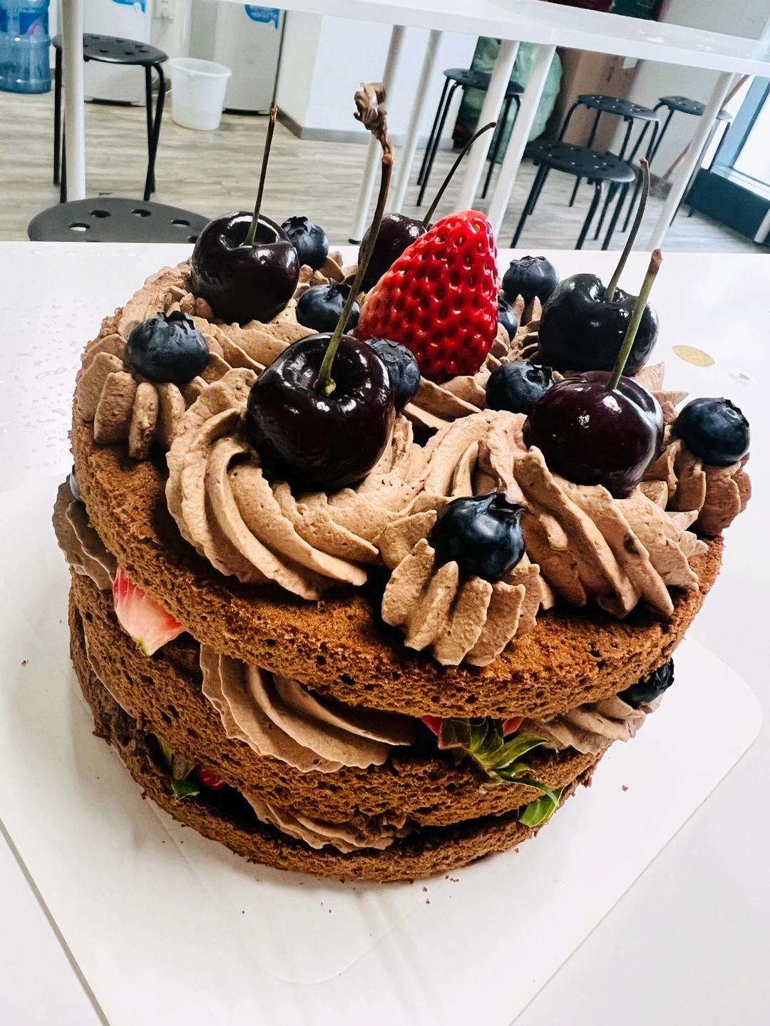 超详细 奶油巧克力生日裸蛋糕