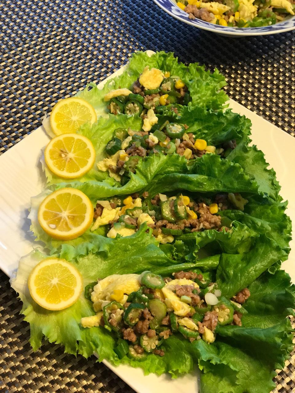 yoyo_b602做的泰式秋葵肉碎生菜包