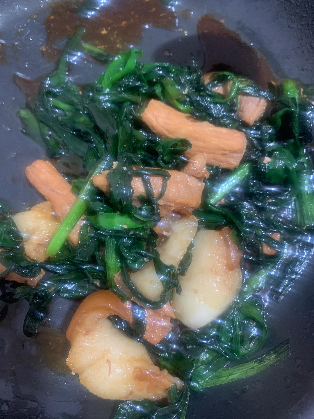 韭菜炒五花肉片