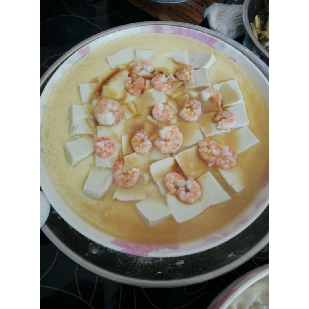 虾仁豆腐蒸水蛋