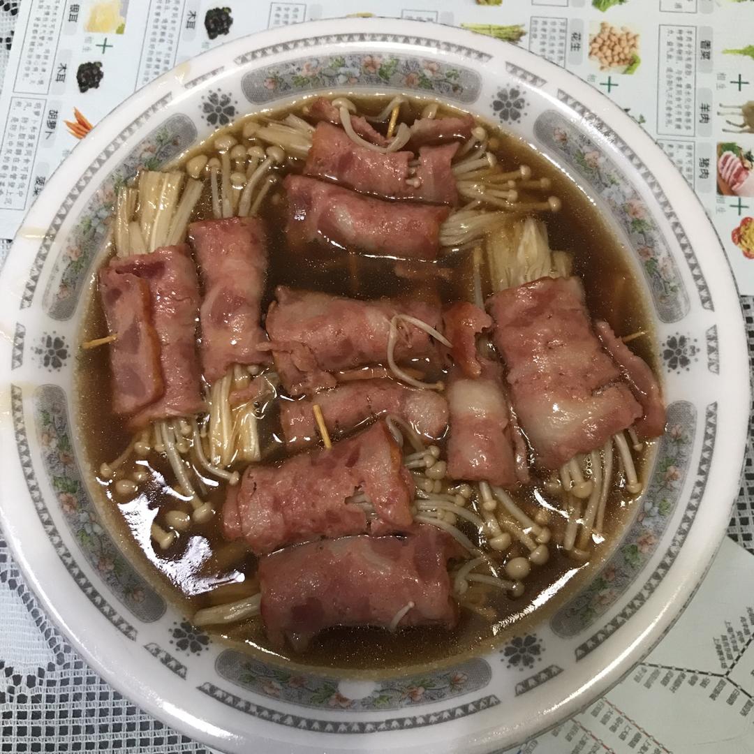 清蒸金针菇培根卷