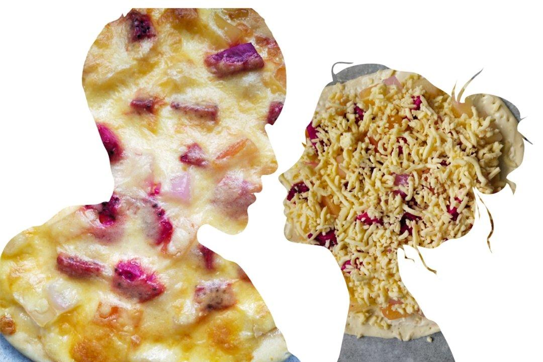 鲜虾水果双拼披萨