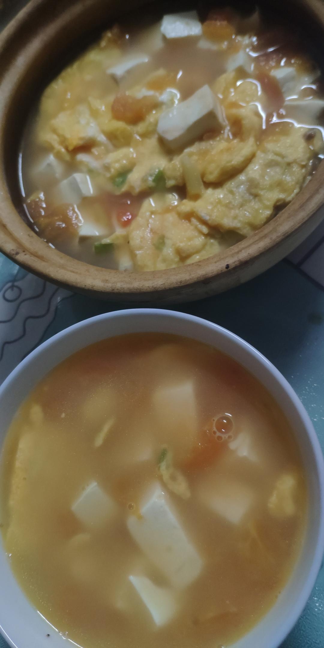 减肥首选营养汤～低脂低卡的番茄鸡蛋豆腐汤