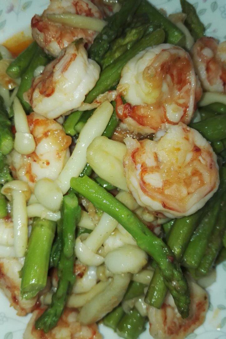 清炒芦笋虾仁