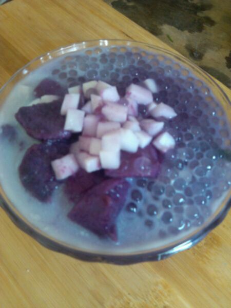 紫薯椰子西米露的做法