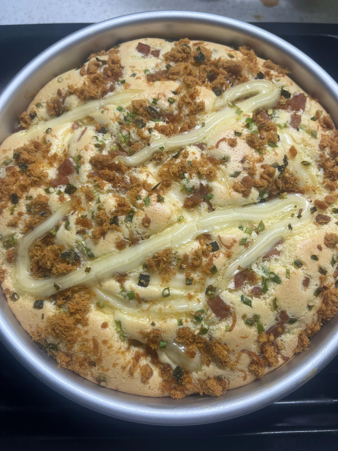 爆浆葱花火腿肉松蛋糕