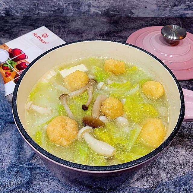 娃娃菜蘑菇豆腐汤的做法