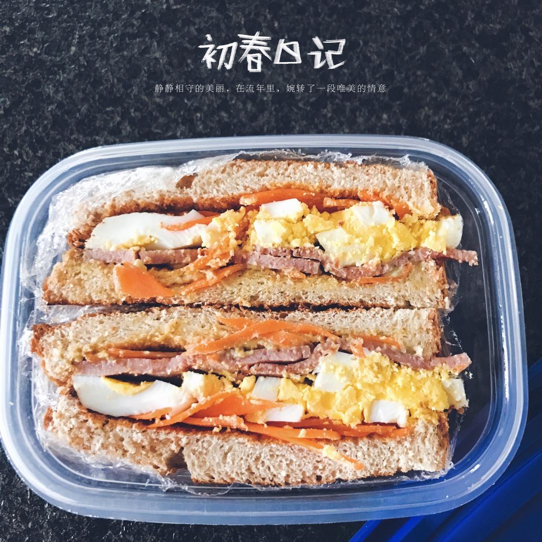 如何做超厚的沼三明治~详细tip！牛油果鸡蛋午餐肉三明治~