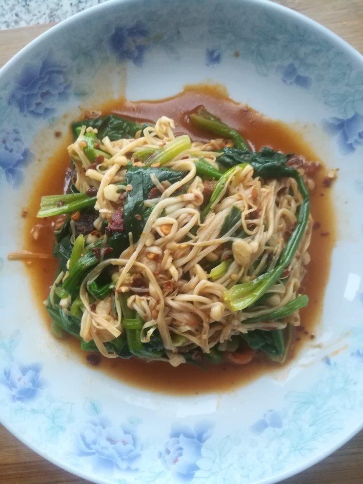 凉拌菠菜金针菇