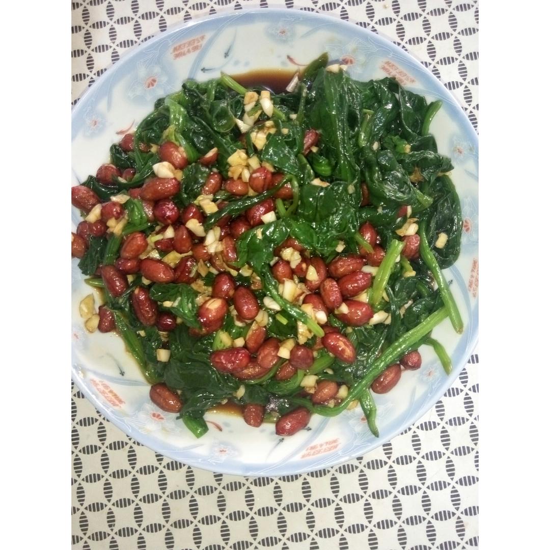 老醋菠菜花生/Vinegar spinach and peanut salad