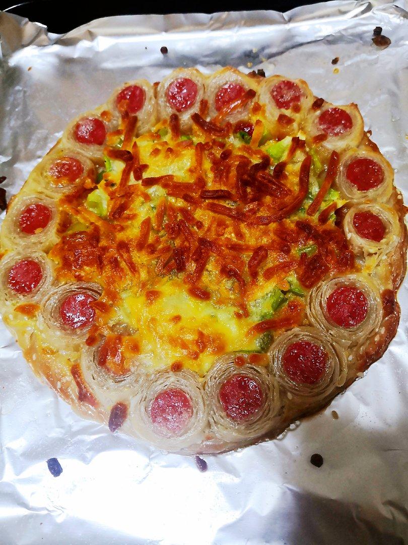 2张手抓饼皮搞定1个披萨——奥尔良鸡肉披萨