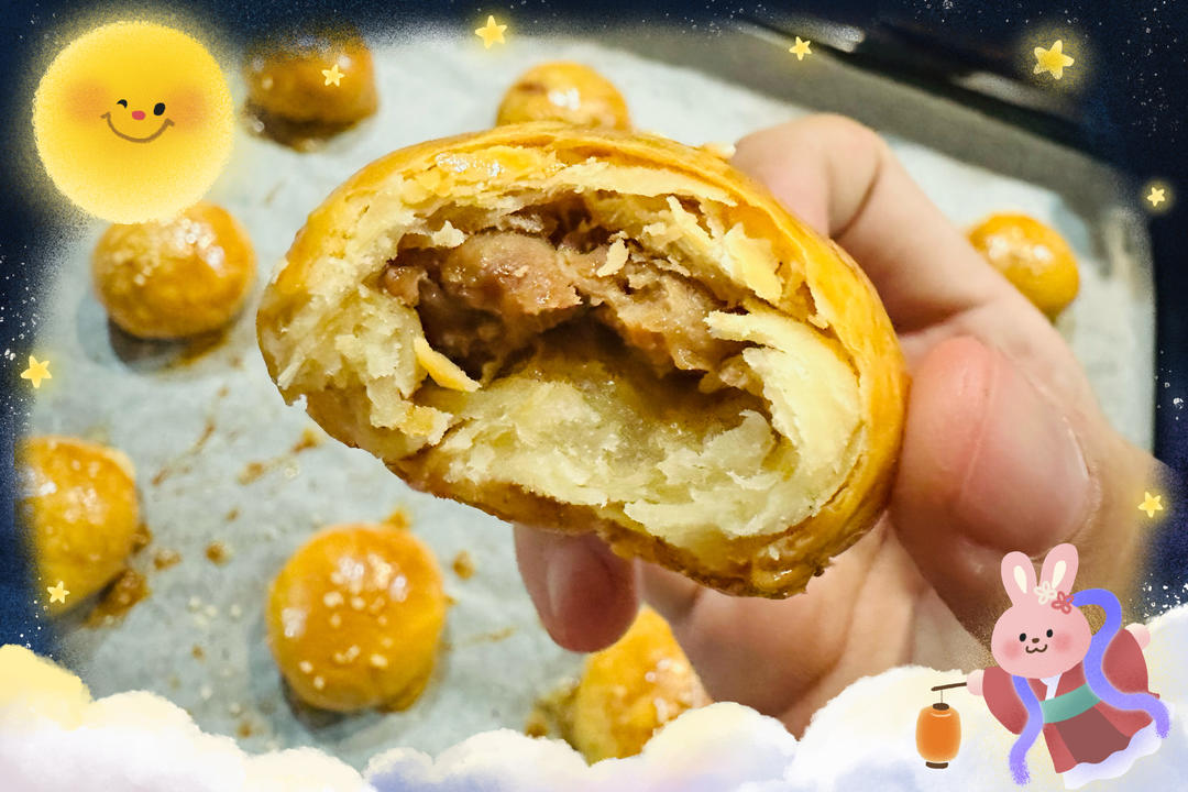 苏式鲜肉月饼|皮薄肉大多汁酥掉渣|超详细附视频