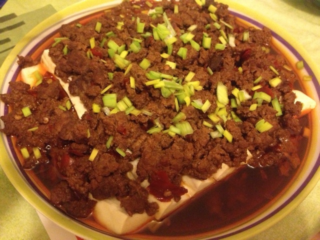 香辣肉末蒸豆腐