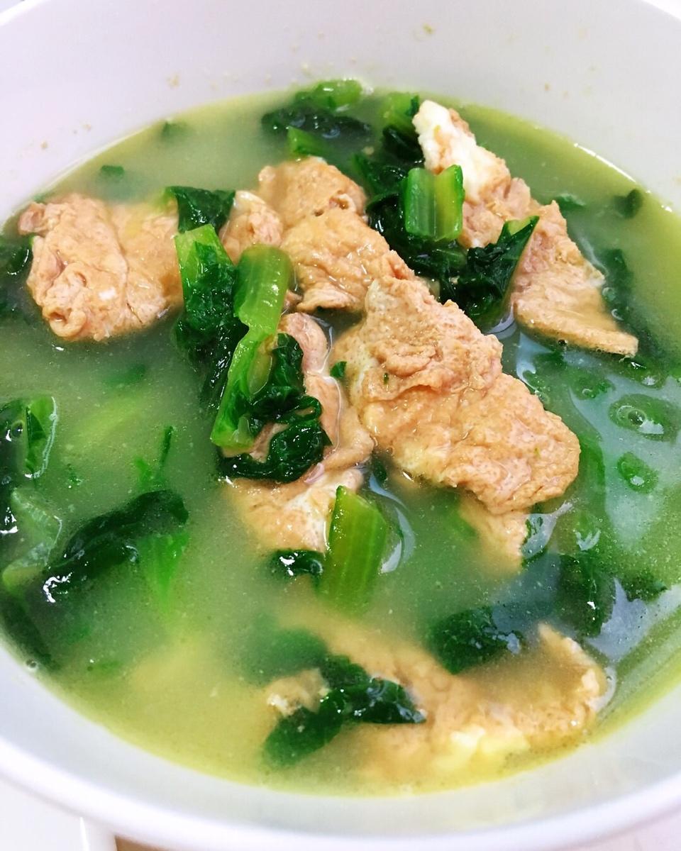 lisa笑颜若花做的油麦菜鸡蛋汤