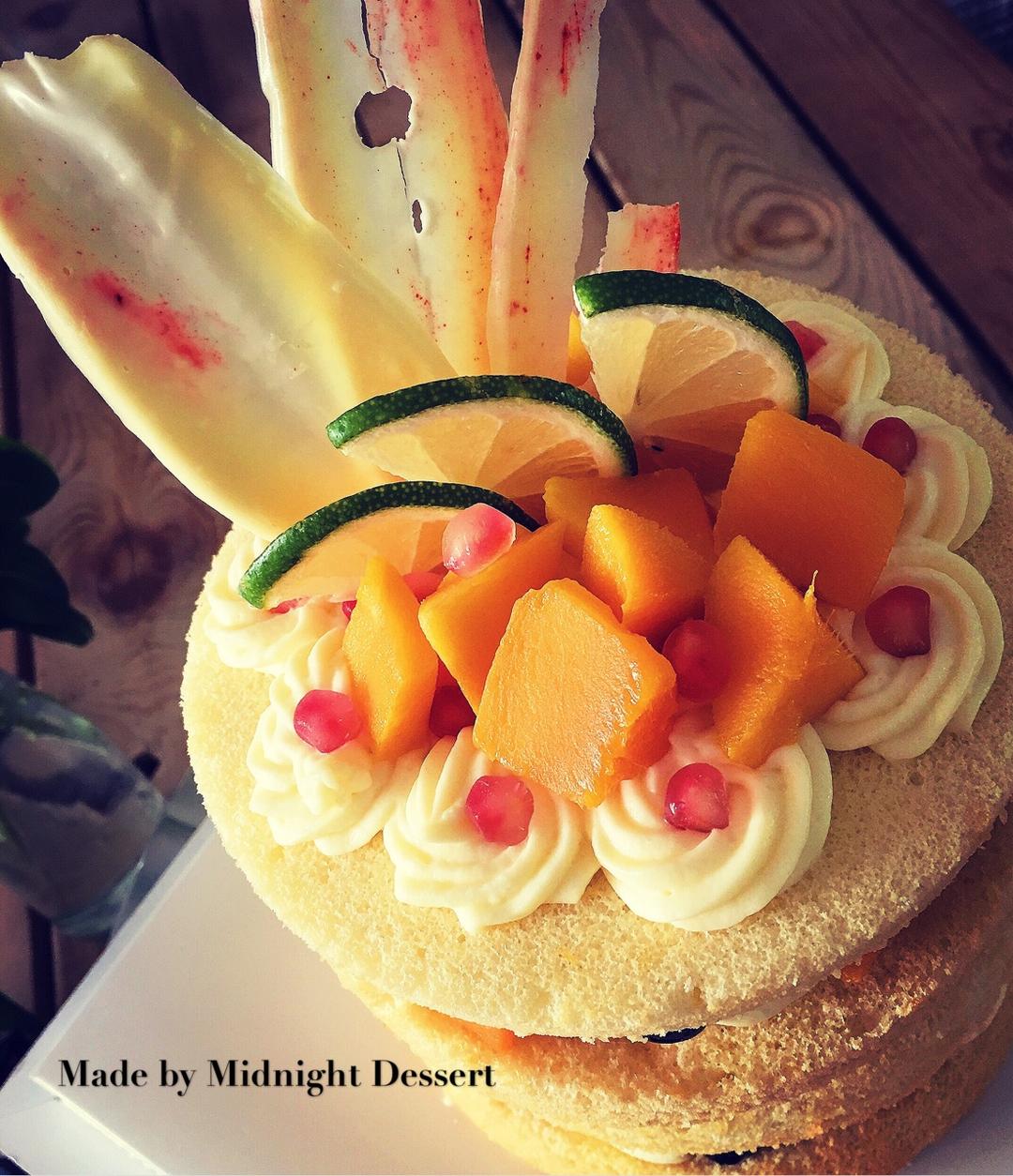 【零失败】不会裱花没关系的水果裸蛋糕 芒果裸蛋糕 完美戚风胚