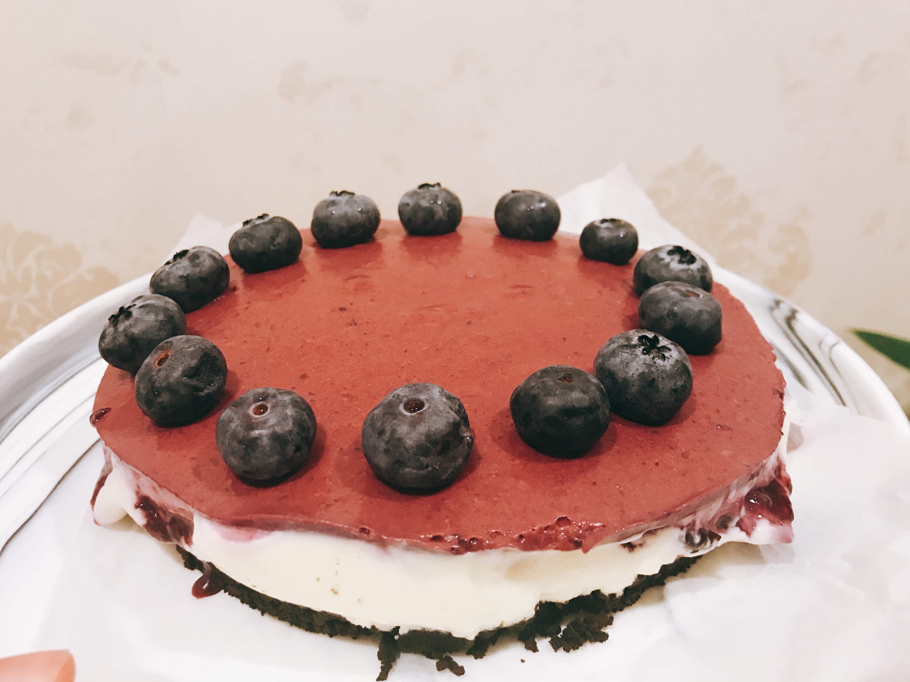 蓝莓酸奶冻芝士奥利奥蛋糕的做法