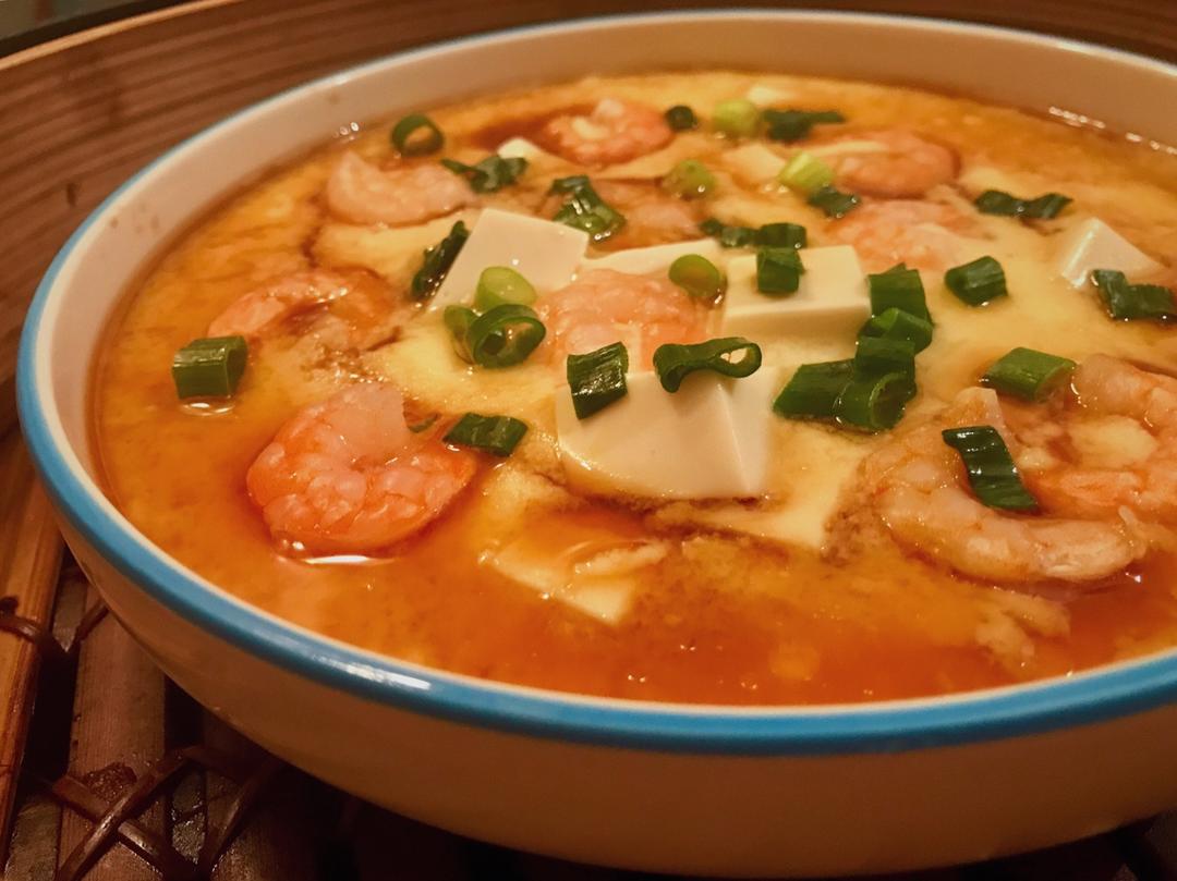虾仁豆腐蒸水蛋