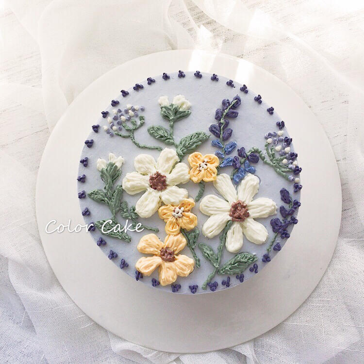 祝寿蛋糕——奶油霜刺绣松鹤常春