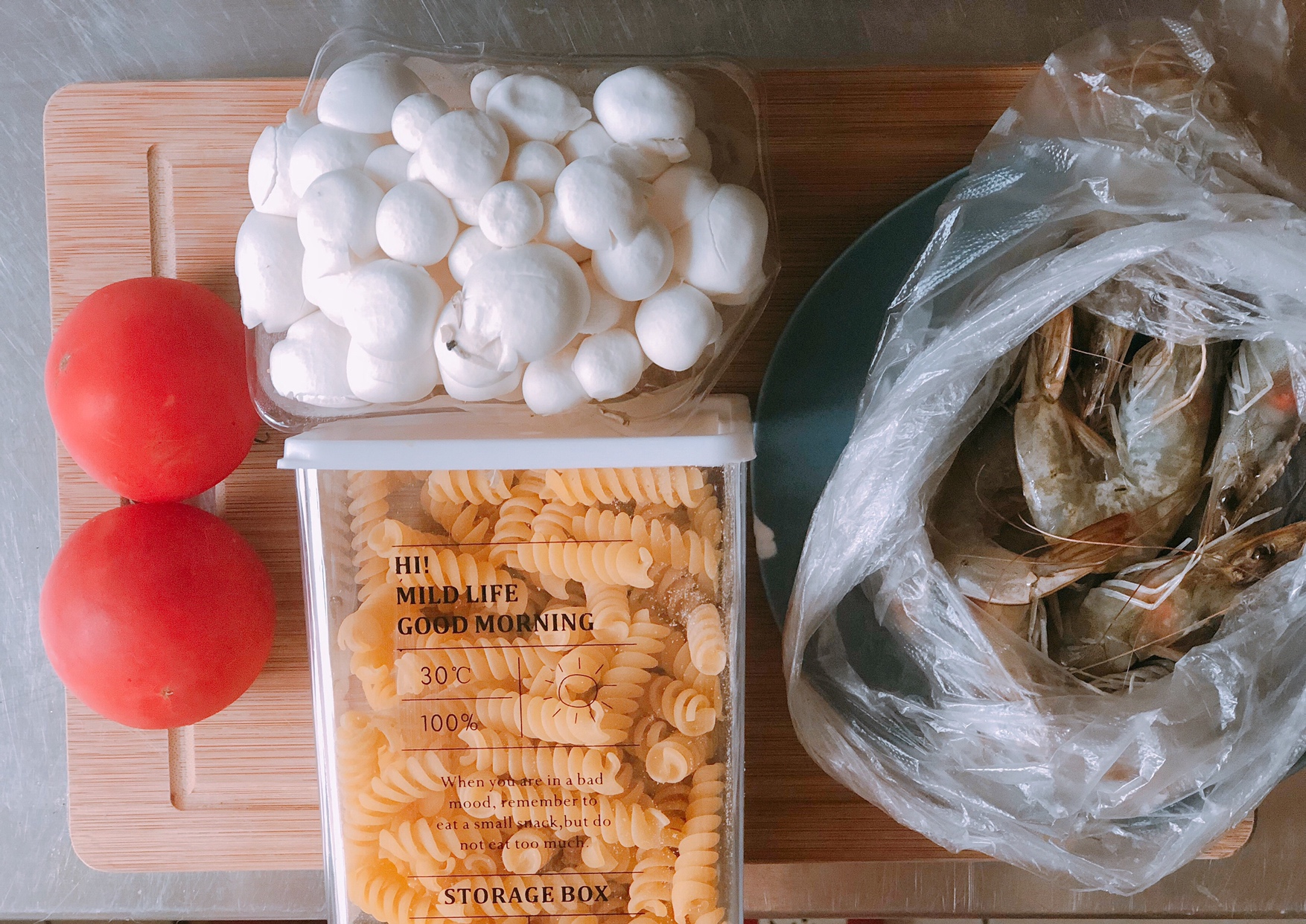 番茄蘑菇虾仁意面—减脂早餐的做法 步骤1