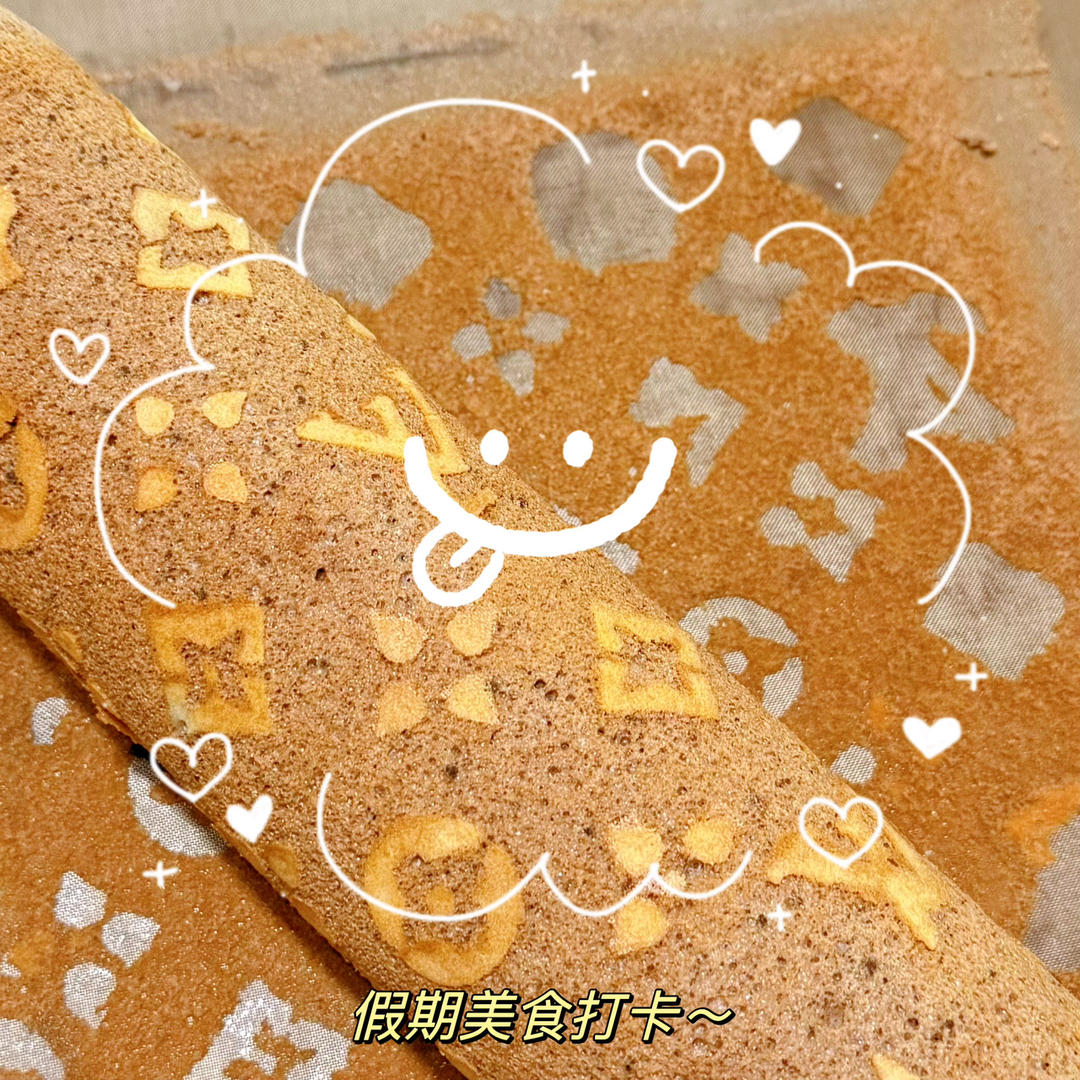网红LV印花巧克力蛋糕卷——把蛋糕做成吃不起的样子（保姆级教程）