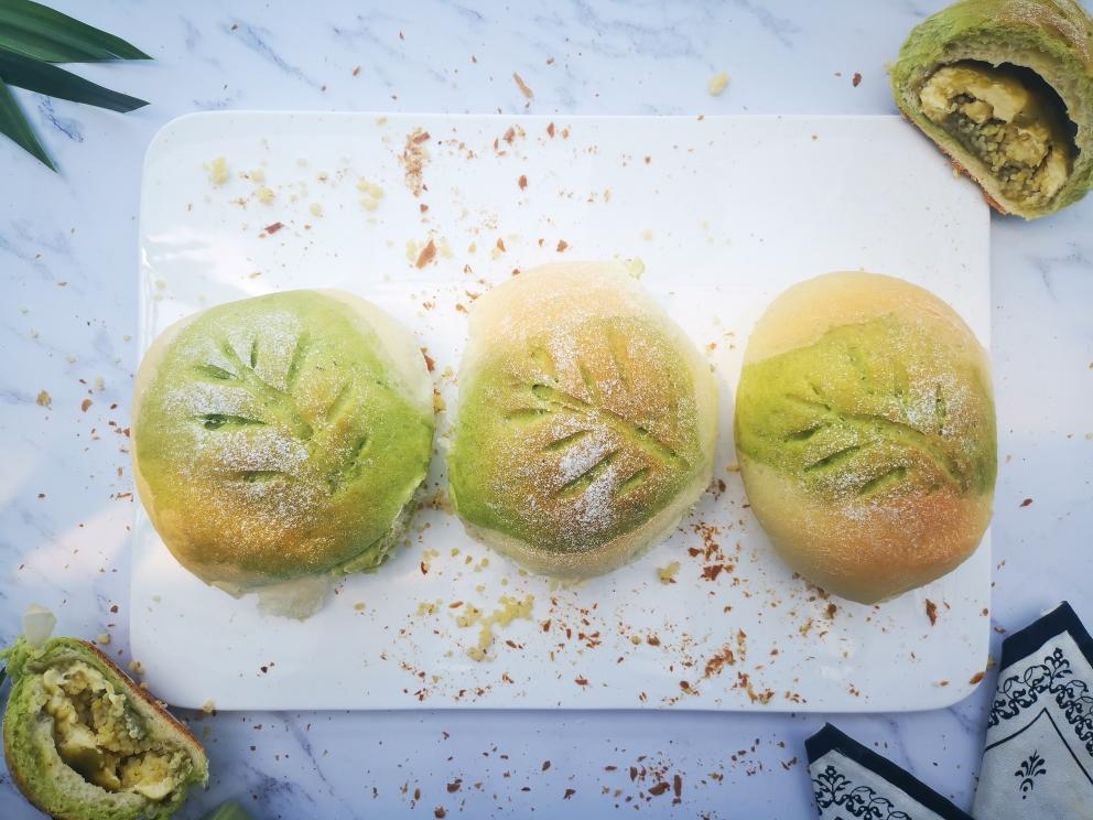 丰富口感之香甜抹茶小米麻薯奶酪包的做法