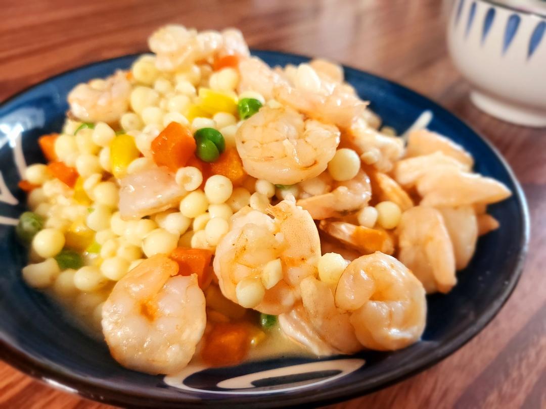 鸡头米芦笋溜虾仁【江南时令美食】