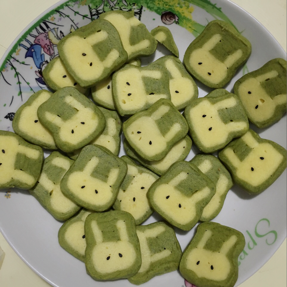 抹茶兔兔曲奇（比熊猫简单！超详细实物图+超良心手绘图）