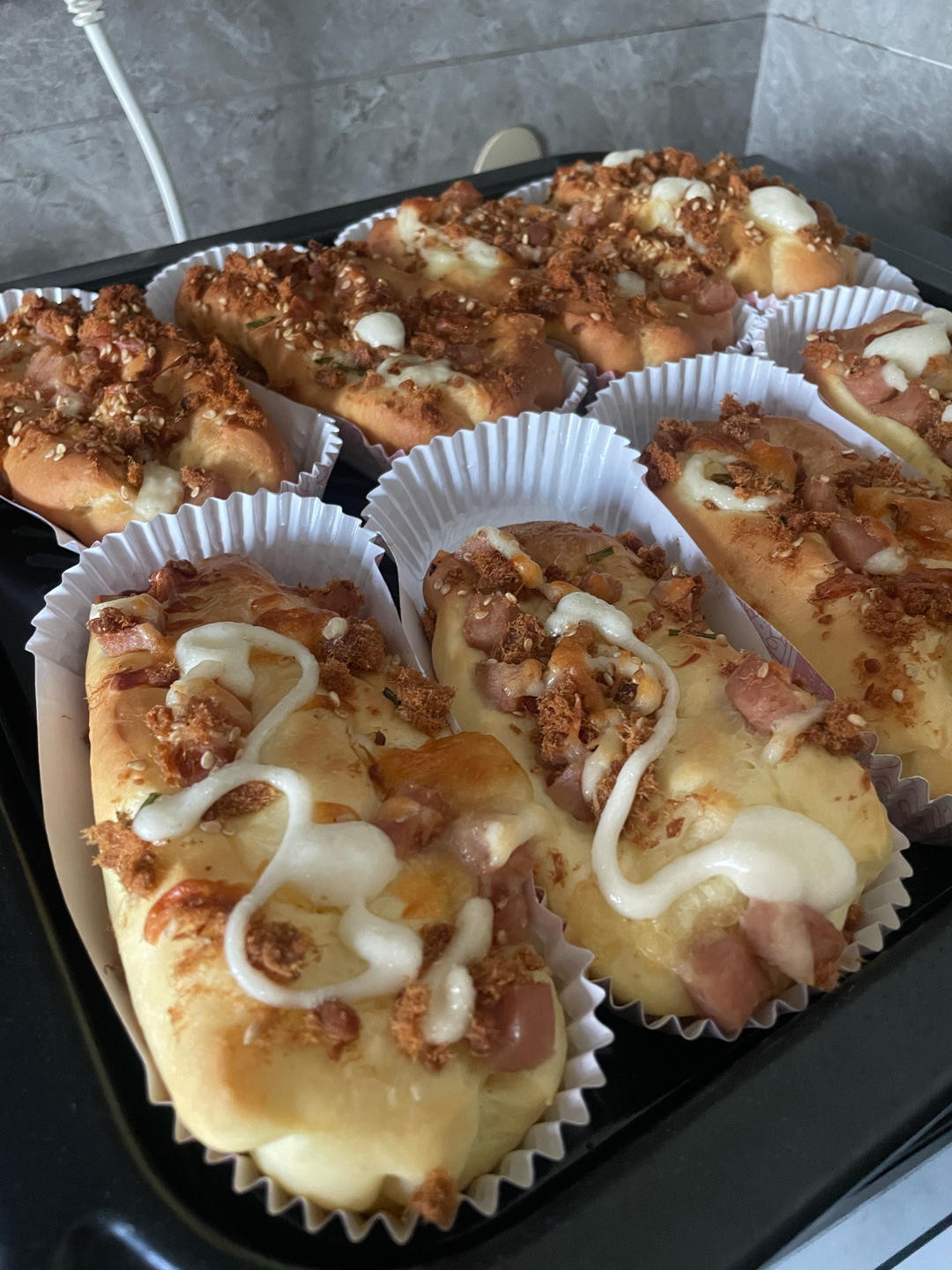 香葱火腿肉松面包