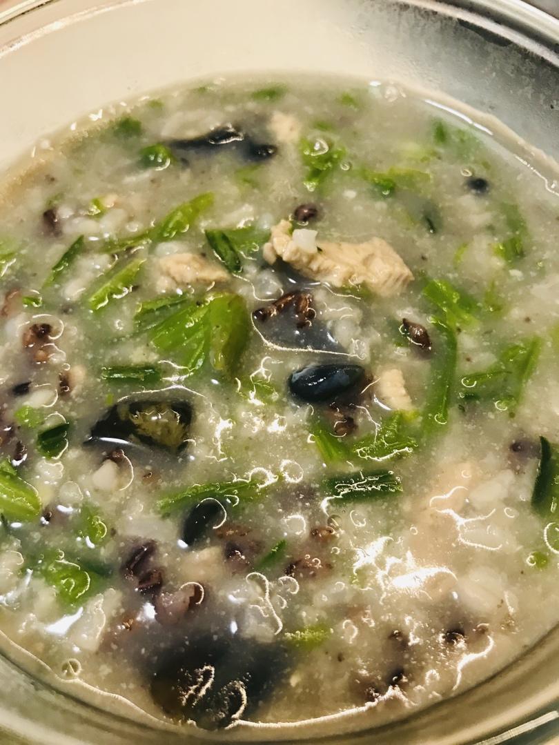 菠菜皮蛋瘦肉粥(巧用剩米饭)&皮蛋瘦肉燕麦粥(健康版)