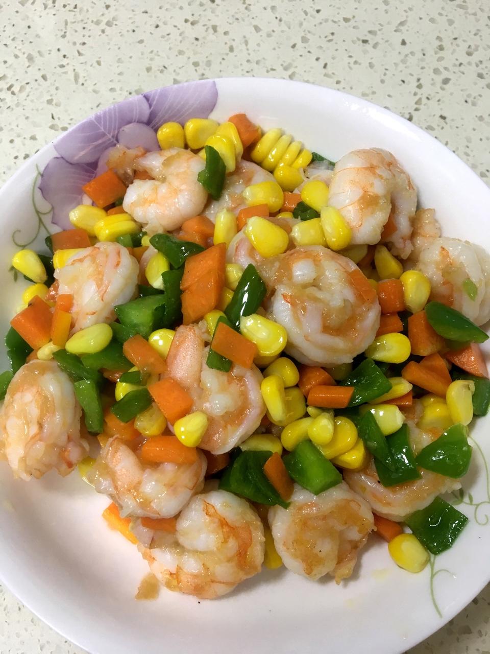 沙粒的舞蹈219做的三色炒虾仁