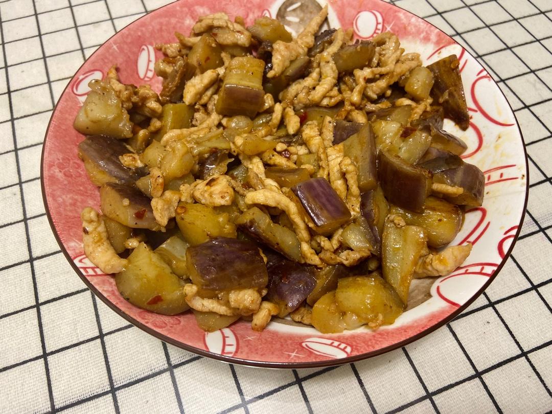 调料简单、少油的茄子炒肉